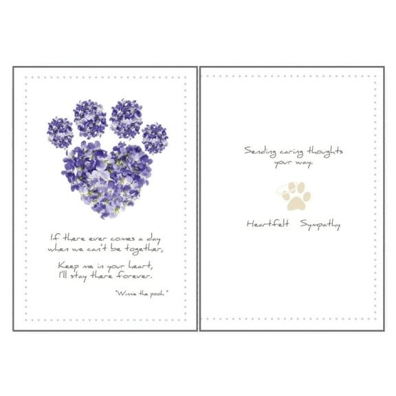 Dog Speak Pet Sympathy Card  If There Ever Comes a Day...  Memorial Card with Purple Floral Pawprint Design and Envelope  4.75" x 6.75"