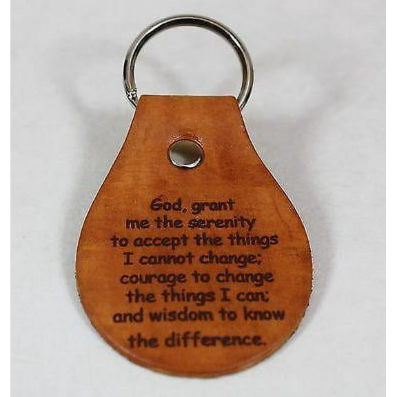 SERENITY PRAYER LEATHER LASER ENGRAVED KEY CHAIN MADE IN THE USA 2X ENGRAVING