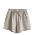 thumbnail image 5 of Aboser Womens Casual Gauze Shorts Summer Cotton Linen Shorts Cozy Elastic Drawstring Waist Mini Shorts Solid Color Wide Leg Shorts with Pockets, 5 of 9
