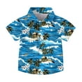 thumbnail image 3 of Rvasteizo Shirts for Boys Girls Hawaiian Print Lapel Pocket Vacation Short Sleeve Casual Shirt Top for Boys Girls 2-15Years, 3 of 5