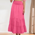 thumbnail image 3 of Falda plisada larga de corte holgado de algodón Falda de verano para mujer Falda informal Traje diario FLhrweasw Nuevo, 3 of 9