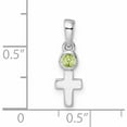 thumbnail image 3 of Sterling Silver Rhodium-Plated Polished Peridot Cross Pendant (17.7 X 5.75) Made In Thailand -Jewelry By Sweet Pea, 3 of 7