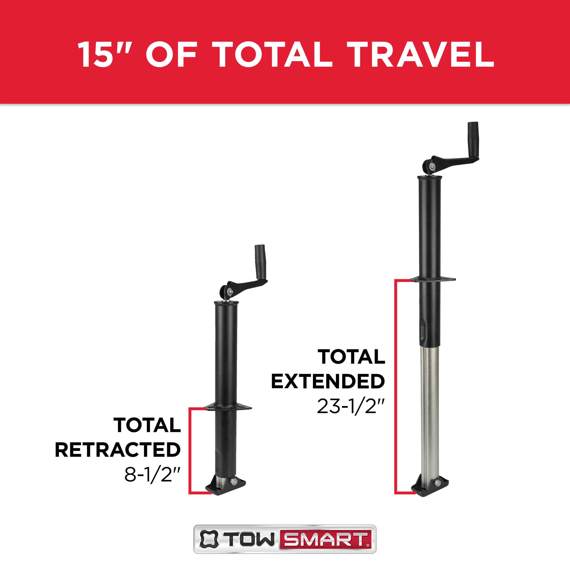 TowSmart Top Wind A-Frame Jack, 15in Lift, 2000lb, 793, Black, 1 Each