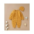 thumbnail image 4 of Qtinghua Newborn Baby Girl Boy Winter Clothes Long Sleeve Knit Sweater Romper Jumpsuit with Hat Outfits Yellow 9-12 Months, 4 of 9