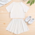 thumbnail image 2 of OOOUM Girls 2 Piece Athletic Outfits Raglan Short Sleeve Crop Top High Waist Pleated Flowy Skort Kids Quick Dry Tennis Running Sport Clothing White1 4-5 Years, 2 of 3