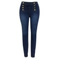 thumbnail image 7 of LoyisViDion Woman Pants Clearance Fashion Women'S Pocket Pants Solid Jeans Casual Pants Low Waist Trousers Blue 12(XXL), 7 of 7