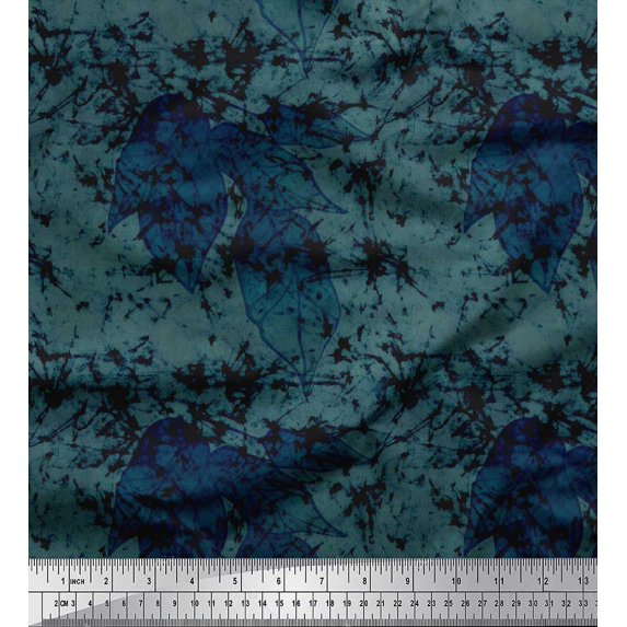 Soimoi polyester Crepe Fabric Leaves & Texture Print Fabric by Yard 42 Inch Wide