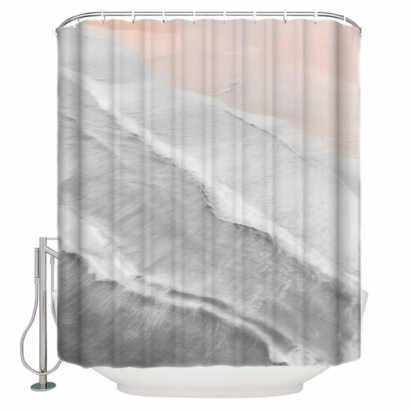 Gray Black Coastal Wave Bathroom Shower Curtains with 12 Hooks Polyester Waterproof Shower Curtain for Stalls and Bathtubs Summer Modern Ocean Beach Decorative Bathroom Privacy Curtain 60x72 Inches