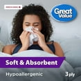 thumbnail image 3 of Great Value, Facial Tissues, 6 Flat Boxes, 88 Tissues per Box, 3Ply, 528 Tissues in total, 3 of 5