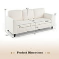thumbnail image 3 of Resenkos Upholstered Teddy Velvet 3-Seat Sofa with Comfy Back Pillows-White, 3 of 10