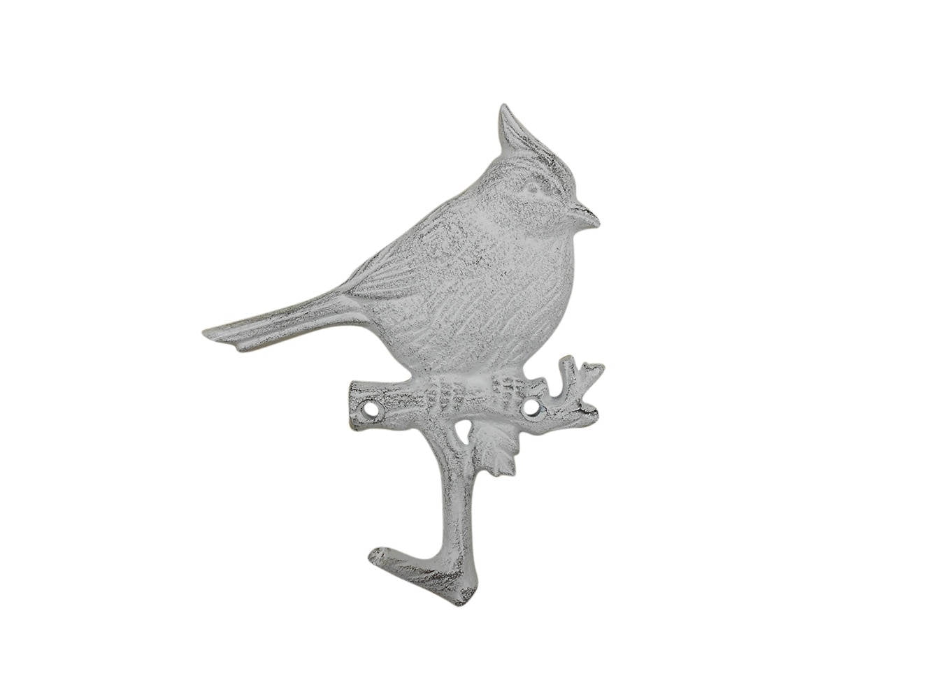 Pack Of 2] Whitewashed Cast Iron Robin Sitting on a Tree Branch Decorative  Metal Wall Hook 6.5 