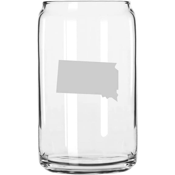 South Dakota States Etched 16oz Libbey Can Glass