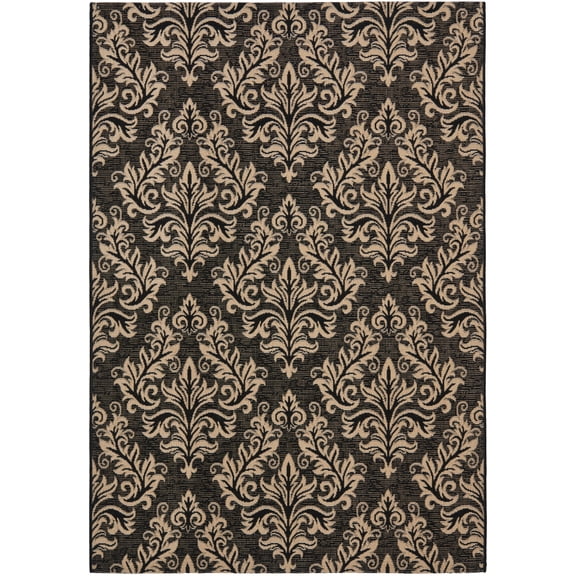 Safavieh Courtyard Anna Damask Indoor/Outdoor Area Rug, Black/Creme, 5'3" x 7'7"