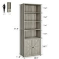 thumbnail image 4 of DSstyles Industrial Bookshelf Bookcase with Doors Grey Farmhouse Bookcases Wooden 6 Shelf Bookshelvels for Bedroom, Living Room, Home Office, Grey, 4 of 8