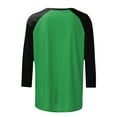 thumbnail image 4 of GEWSEY 3/4 Sleeve Tops for Women Workout Shirts Baseball Style Raglan Tshirts Casual Color Block Tees Comfy Steetwear (Green, 3XL), 4 of 6