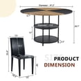 thumbnail image 2 of ExtraLco 7 Piece Round Dining Table Set for 6, 47.3 Inch Dining Table with Double Storage Shelf and Black PU Dining Chairs for Dining Room Kitchen, 2 of 13