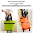 thumbnail image 2 of Portable Foldable Shopping Trolley Bag with Wheel Waterproof Oxford Cloth Tote Pouch, Green, 2 of 8