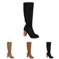 thumbnail image 4 of NOKIO Women’s Knee High Boots Wide Calf Round Toe Chun𝗄y Block Heel Side Zipper Dress Boots Comfortable Winter Riding Style, 4 of 6