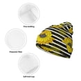 thumbnail image 3 of Pofeuu Sunflowers On Black And White Stripes Print Beanie Hat for Men Women Knit Winter Hat Warm Cuffed Skull Beanie Slouchy Soft Unisex, 3 of 6