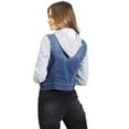 thumbnail image 3 of Wax Jean Women's Juniors Hoodie Denim Jacket (Medium Denim, Small), 3 of 3