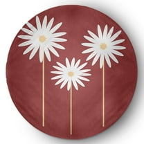 Simply Daisy 5' Round Ligonberry Red Floral Print Spring Chenille Indoor/Outdoor Rug
