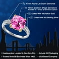 thumbnail image 2 of Gem Stone King 925 Silver and 10K Yellow Gold Pink Created Sapphire and White Lab Grown Diamond Engagement Ring for Women | 4.88 Cttw | Cushion 10MM | Gemstone September Birthstone | Size 6, 2 of 6