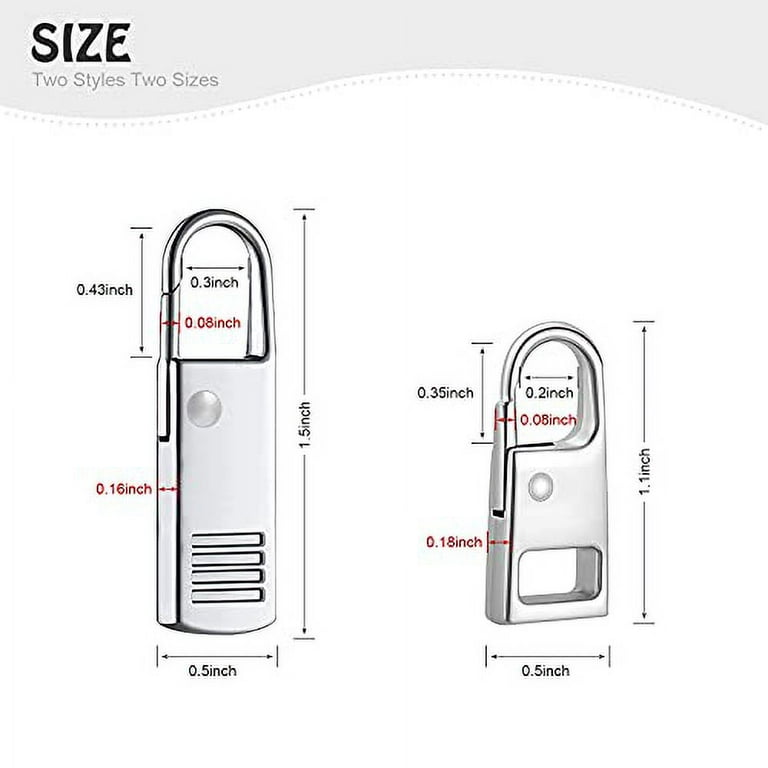 Zipper Pull Replacement, FENGWANGLI 8 Pieces Detachable Zipper Pull Tab Repair  Kit for Luggage Clothing Jackets Backpacks Boots
