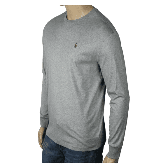 Polo Ralph Lauren Soft Cotton Long Sleeve Knit Shirt Classic Fit, Gray,XXL