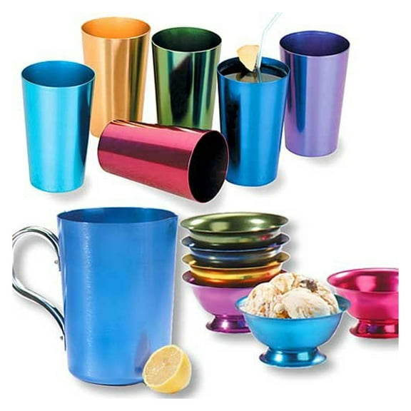 Aluminum Cups Set of 6, 16oz Non-Breakable Drinkware - Colorful Outdoor & Indoor Kitchenware for BBQ, Picnics, Parties, Camping Blue,Green,Red,Purple 6 Count (Pack of 1)
