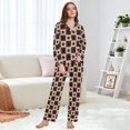 thumbnail image 6 of FORMRS Womens Pajama Set Long Sleeve Top and Pants with Pockets Soft Comfy Lounge Sleepwear, Sizes S-2XL, Checkered Stars Pattern, 6 of 7