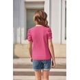 thumbnail image 2 of Arshiner Girls Puff Short Sleeve Shirts Summer Ribbed Knit Crewneck T Shirt Tops Tee Blouse, 2 of 6