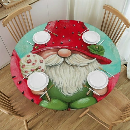 

Patifu Gnome Ice Cream Watermelon Round Tablecloth Stain-Resistant Washable for Indoor Outdoor Restaurants Weddings Parties Home 46 -50