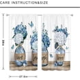 thumbnail image 4 of Rustic Farmhouse Blue Floral Kitchen Curtains 27.5Wx39H Inch Rod Pocket Teal Flower Plant Cafe Curtains Spring Butterfly Botanical Country Wooden Small Bedroom Window Drapes Fabric 2 Panels, 4 of 4