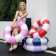 thumbnail image 2 of Red Classic Striped Inflatable Pool Ring, Fun Swimming Float for Adult Beach Parties and Weddings, 2 of 4