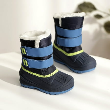 

Boys Girls Kids Warm Snow Boots Mid Height Thick Fleece Waterproof Cotton Shoes For Winter