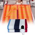 thumbnail image 5 of Electric Blanket, 110V Double Heated Blanket, Overheating Protection, Auto Off, Machine Washable Heating Bed Sheet, 59*70.9in, Red Blue Stripe, 5 of 5