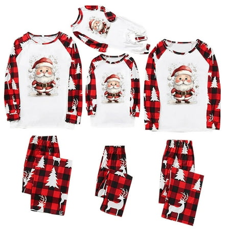 

Vestitiy 2024 Matching Family Pajama Sets Christmas Crew Neck Long Sleeve Holiday Xmas PJs Flame Resistant For Mom