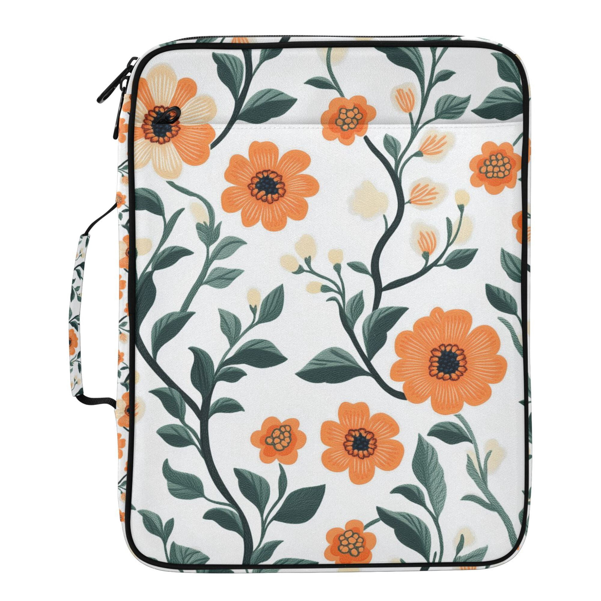 FORMRS Accordion File Folder A4 Size 7-Pocket Expanding Document Organizer Bag with 3 Ring Binder, Flowers Pattern
