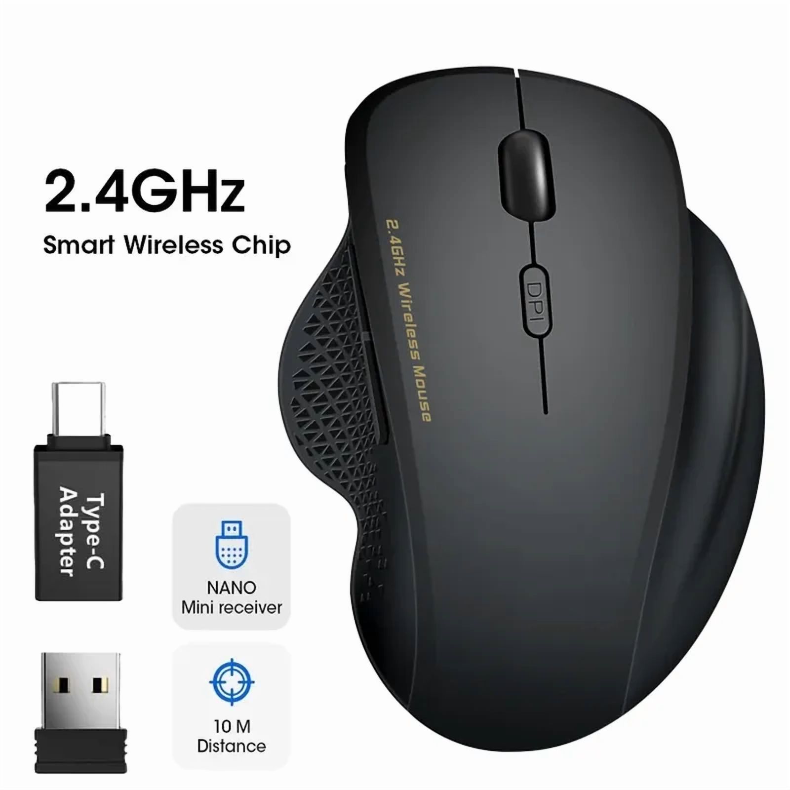 Wireless Gaming Mouse 2.4G Ergonomic Cordless Mouse with USB Receiver Computer Mouse with 6 Buttons for Laptop PC Computer