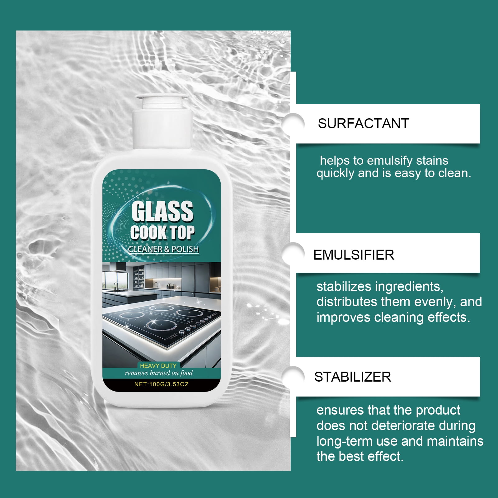 Alvantor Heavy Duty Glass Cooktop Cleaner and Polish 3.53oz