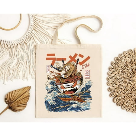 vintage The Great Ramen Off Kanagawa Tote Bag-TH20097