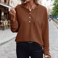 thumbnail image 3 of Women's Button Drawstring Casual Long Sleeve Hoodie, 3 of 9