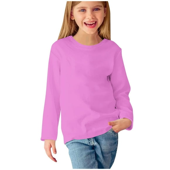 ShomPort Boys and Girls Clothes Casual Long Sleeve Crew Neck T Shirts Kids Loose Soft Lightweighht Pullover Tops