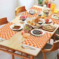 thumbnail image 2 of Orange and White Wavy Checkerboard Pattern Summer Placemats Table Placemats Set Of 4-Linen Kitchen Washable Placemats Table Mats 11.8"x17.7" Non-Slip Heat Resistant, 2 of 6