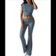 thumbnail image 2 of Pantalón de Traje de Corta Ajustado de Color Liso Gris Azul M, 2 of 10