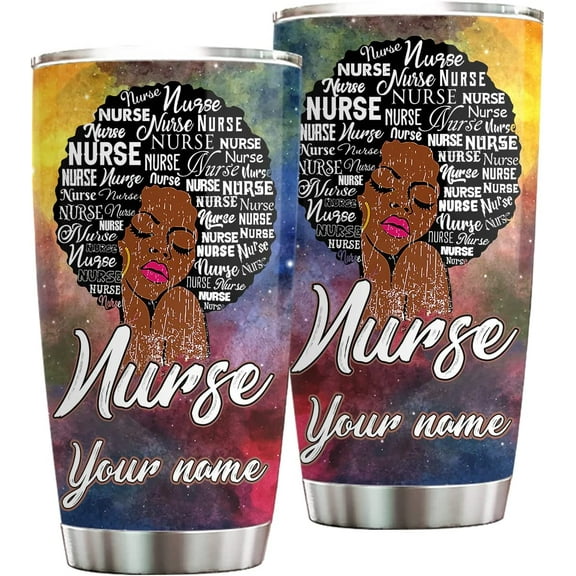 Black Nurse Costume Black History Month Gift Tumbler Travel Print Coffee Mug Stainless SteelGift Idea for Balck Women Nurse Friend Birthday Party Nurse Day