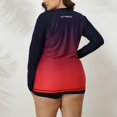 thumbnail image 3 of Attraco Womens Plus Size Rush Guard Gradient Color Long Sleeve Zip Front Swim Top, 3 of 3