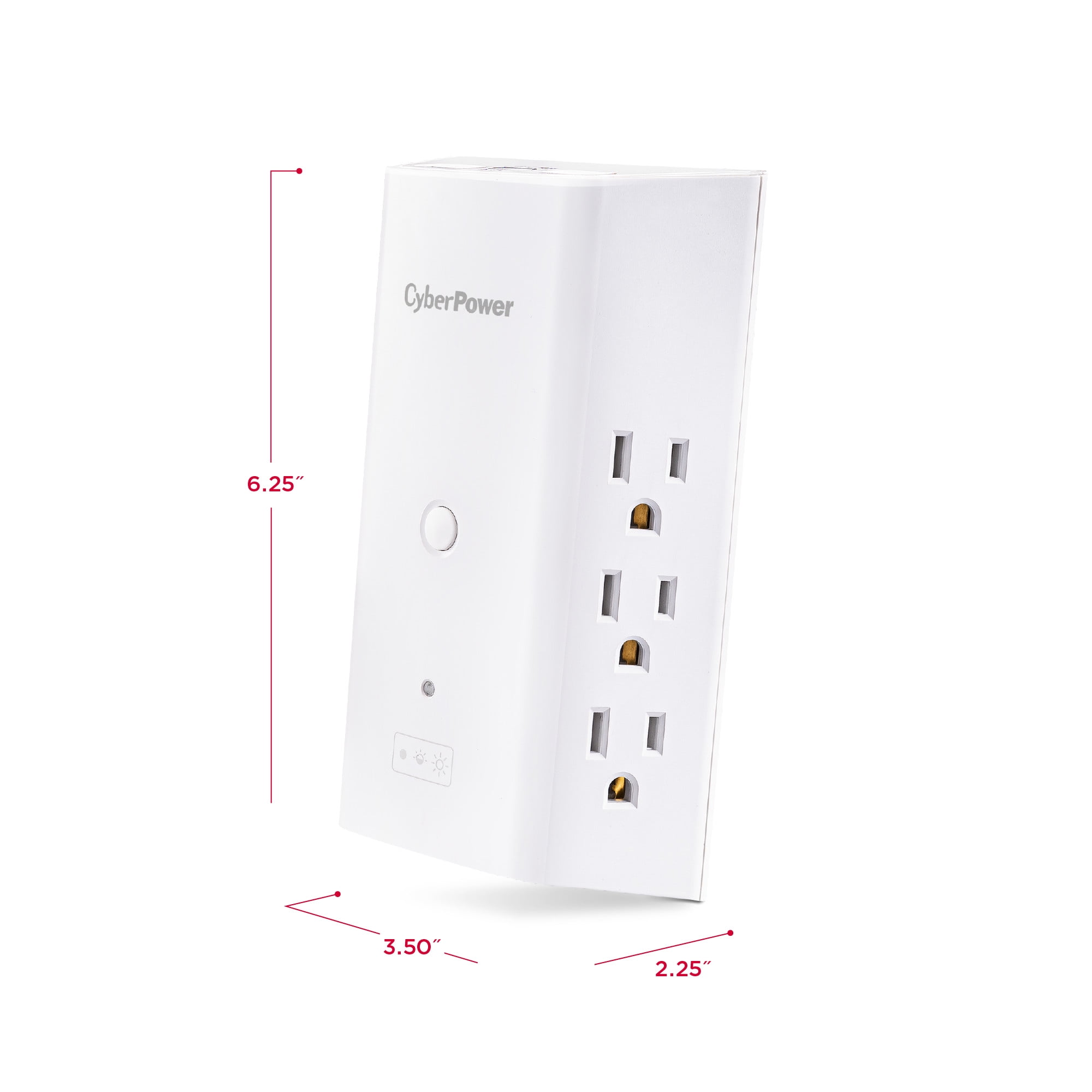 CyberPower P6WUCL - 900 J White Surge Protector with Night Light, 3 USB-A Ports, 6 Outlets