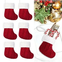 6PCS Christmas Mini Stockings Knitted Xmas Classic Stocking Small Christmas Fireplace Stockings Holiday Hanging Decorations Stockings for Holiday Party Favor