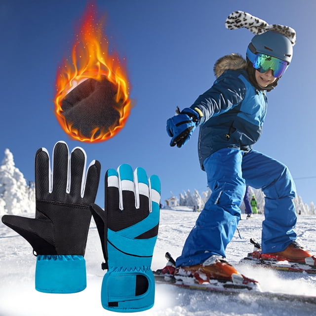 Fiudx Guantes de Esquí de Invierno para Exteriores, Cálidos y Cómodos, Palma de Cuero Antideslizante, Resistentes Al Agua y Al Viento, Perfectos para Esquiar, Andar En Trineo y Patinar Sobre Hielo, T
